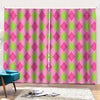 Green And Pink Argyle Pattern Print Pencil Pleat Curtains