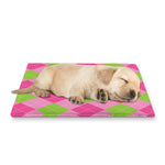 Green And Pink Argyle Pattern Print Pet Cooling Mat Cover