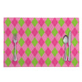 Green And Pink Argyle Pattern Print Placemat