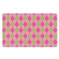 Green And Pink Argyle Pattern Print Polyester Doormat