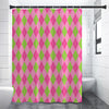 Green And Pink Argyle Pattern Print Premium Shower Curtain