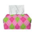 Green And Pink Argyle Pattern Print Rectangle Tissue Box Cover