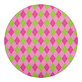 Green And Pink Argyle Pattern Print Round Blanket
