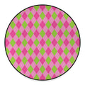 Green And Pink Argyle Pattern Print Round Floor Mat
