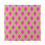 Green And Pink Argyle Pattern Print Silk Bandana