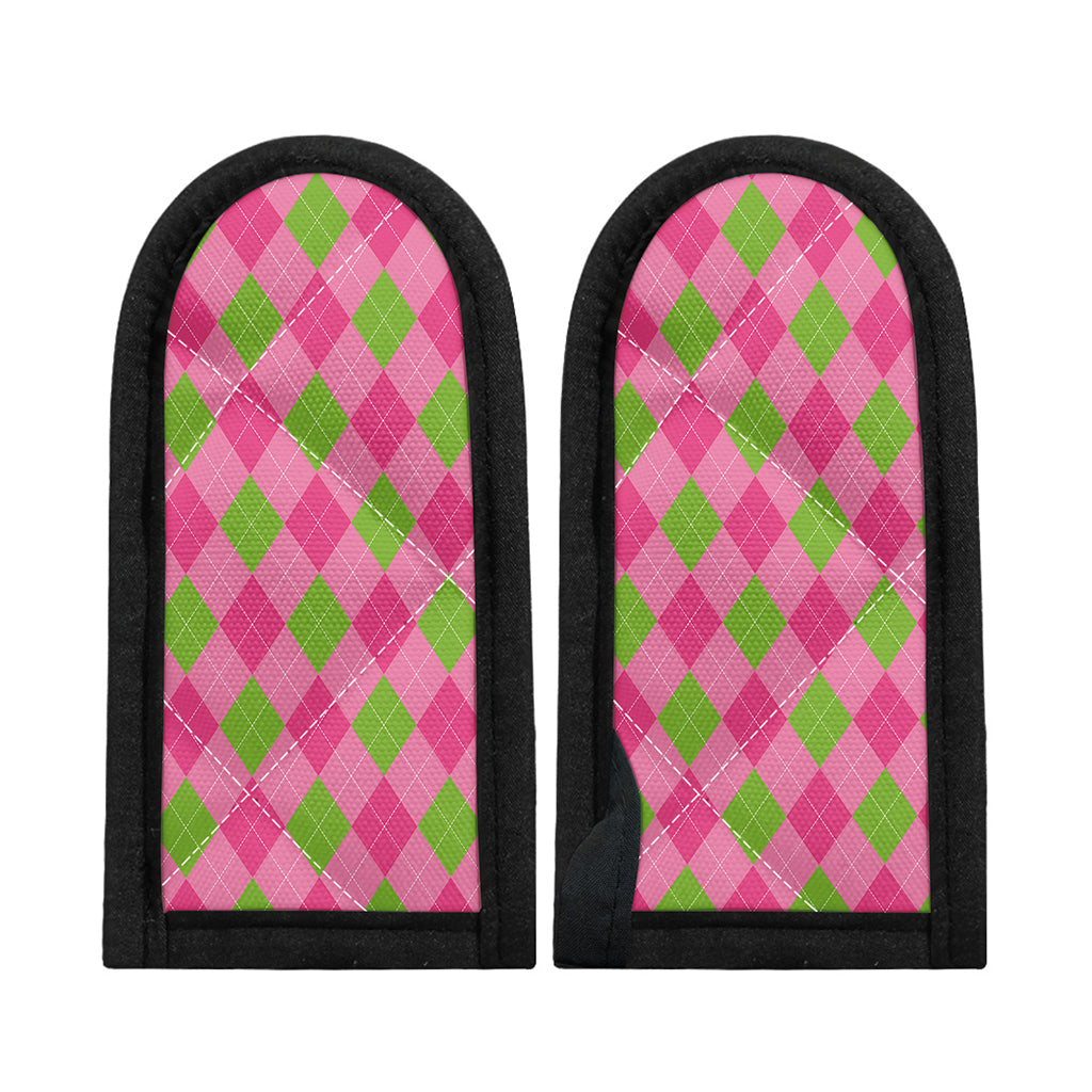 Green And Pink Argyle Pattern Print Skillet Handle Cover