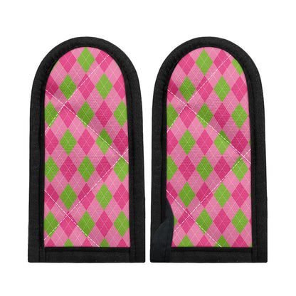 Green And Pink Argyle Pattern Print Skillet Handle Cover