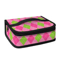 Green And Pink Argyle Pattern Print Small Lunch Bag