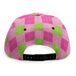 Green And Pink Argyle Pattern Print Snapback Cap