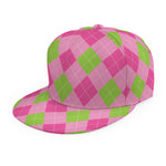 Green And Pink Argyle Pattern Print Snapback Cap