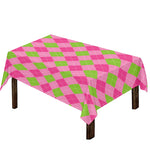 Green And Pink Argyle Pattern Print Tablecloth