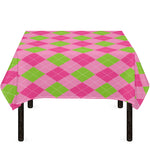 Green And Pink Argyle Pattern Print Tablecloth