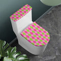 Green And Pink Argyle Pattern Print Toilet Lid And Tank Cover Set
