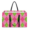 Green And Pink Argyle Pattern Print Utility Tote Bag