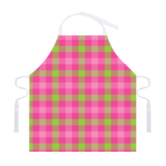Green And Pink Buffalo Plaid Print Adjustable Apron