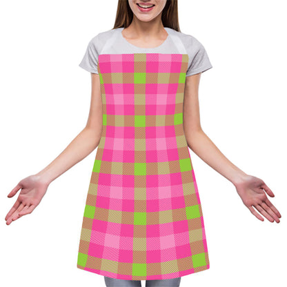 Green And Pink Buffalo Plaid Print Adjustable Apron