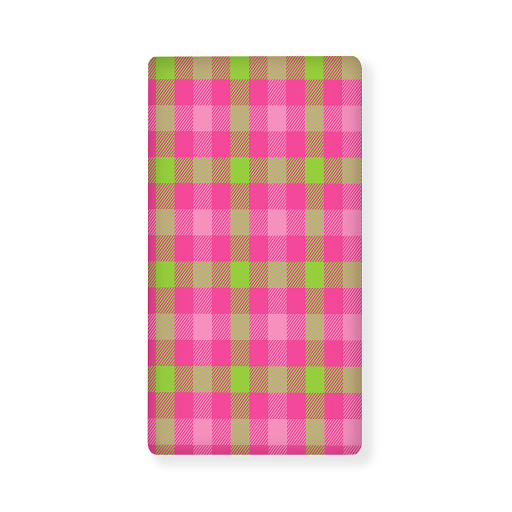 Green And Pink Buffalo Plaid Print Baby Crib Sheet