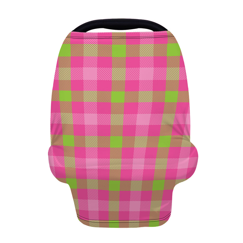 Green And Pink Buffalo Plaid Print Baby Seat Cover