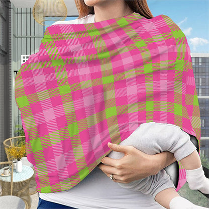 Green And Pink Buffalo Plaid Print Baby Seat Cover