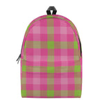 Green And Pink Buffalo Plaid Print Backpack