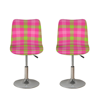 Green And Pink Buffalo Plaid Print Bar Stool Covers