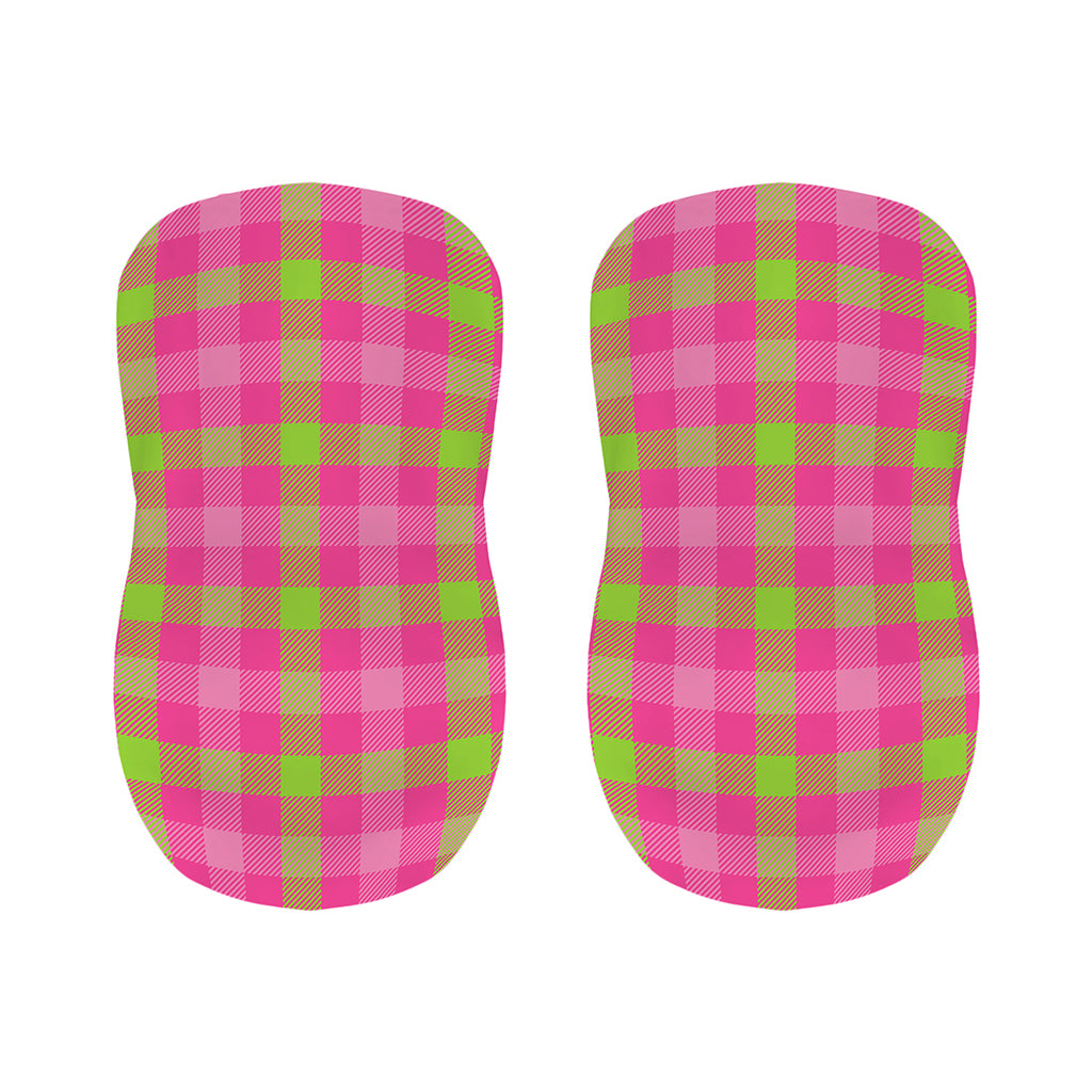 Green And Pink Buffalo Plaid Print Bar Stool Covers