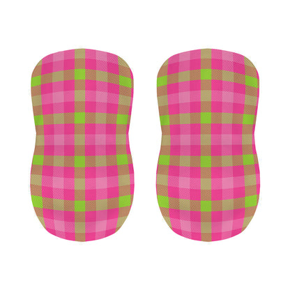 Green And Pink Buffalo Plaid Print Bar Stool Covers