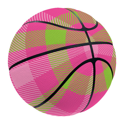 Green And Pink Buffalo Plaid Print Basketball