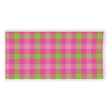 Green And Pink Buffalo Plaid Print Beach Towel