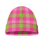 Green And Pink Buffalo Plaid Print Beanie