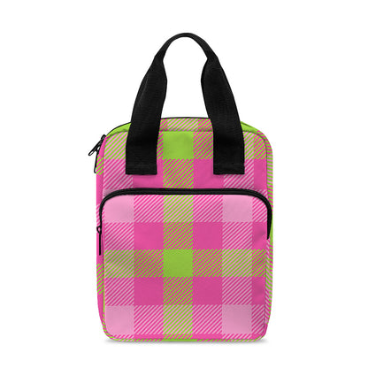 Green And Pink Buffalo Plaid Print Bible Tote Bag