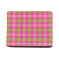 Green And Pink Buffalo Plaid Print Bifold Wallet