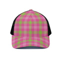 Green And Pink Buffalo Plaid Print Black Mesh Trucker Hat