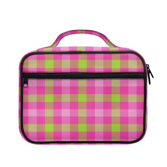 Green And Pink Buffalo Plaid Print Briefcase Bible Bag