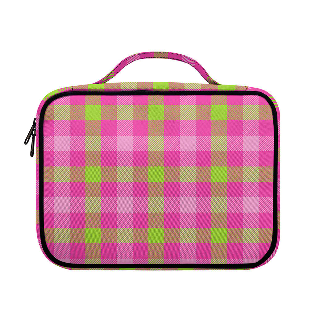 Green And Pink Buffalo Plaid Print Briefcase Bible Bag