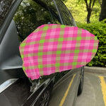 Green And Pink Buffalo Plaid Print Car Side Mirror Covers