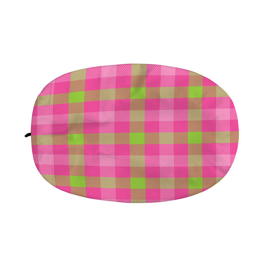 Green And Pink Buffalo Plaid Print Car Side Mirror Covers
