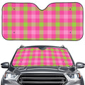 Green And Pink Buffalo Plaid Print Car Windshield Sun Shade