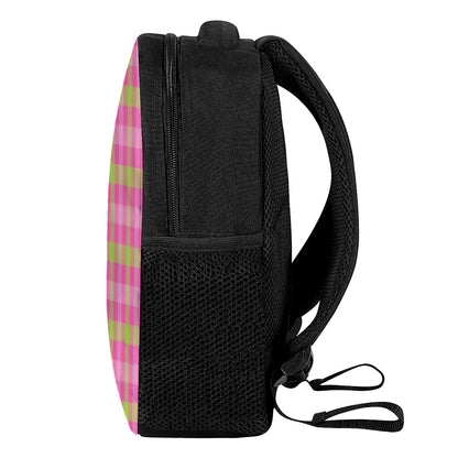 Green And Pink Buffalo Plaid Print Casual Backpack