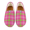 Green And Pink Buffalo Plaid Print Casual Shoes