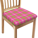 Green And Pink Buffalo Plaid Print Chair Cushion Cover