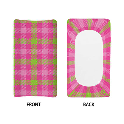 Green And Pink Buffalo Plaid Print Changing Pad Cover
