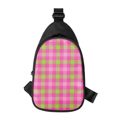 Green And Pink Buffalo Plaid Print Chest Bag