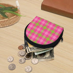 Green And Pink Buffalo Plaid Print Coin Purse