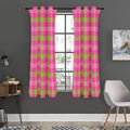Green And Pink Buffalo Plaid Print Grommet Curtain Panels