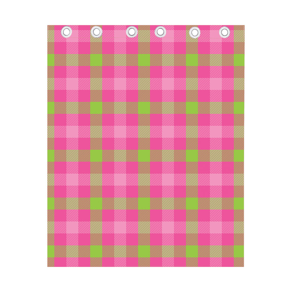Green And Pink Buffalo Plaid Print Curtain