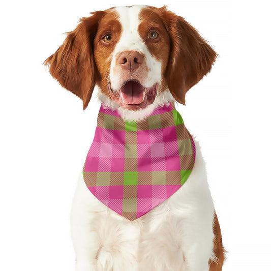Green And Pink Buffalo Plaid Print Dog Bandana