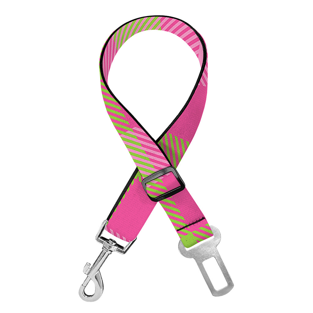 Green And Pink Buffalo Plaid Print Dog Seat Belt