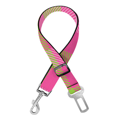 Green And Pink Buffalo Plaid Print Dog Seat Belt