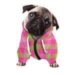 Green And Pink Buffalo Plaid Print Dog Zip Up Hoodie